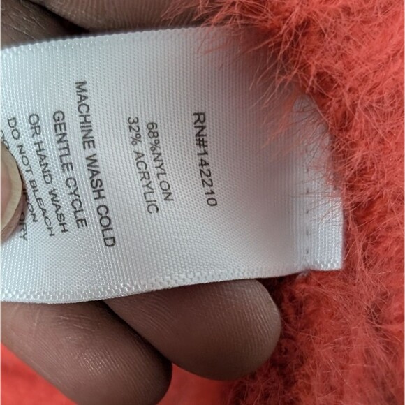 MerSea Poncho W Pocket Arm Opening Fuzzy Soft Cozy Hair Orange One Size Lounge - Picture 8 of 10